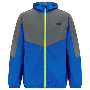 Men's Windproof Reflective Hooded Running Jacket - Blue Grey
