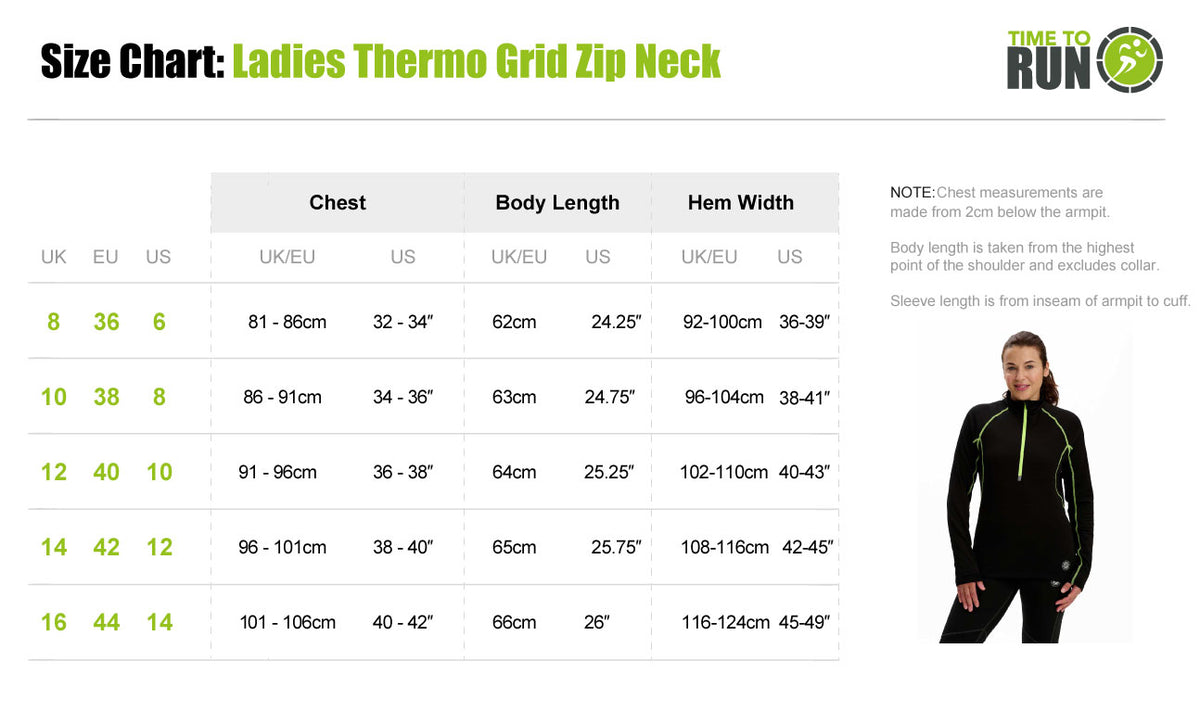 Ladies Running Top With Zip Neck - Lightweight Quick Dry Thermal - Lime