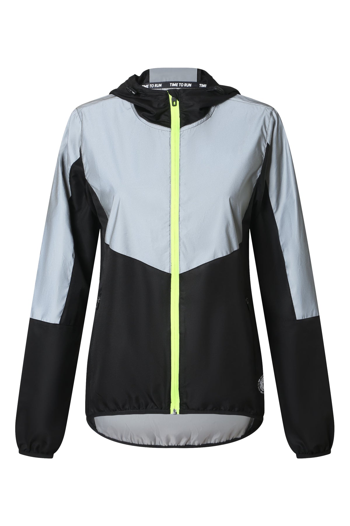 Women's Windproof High-Visibility Jacket - Black/Lime