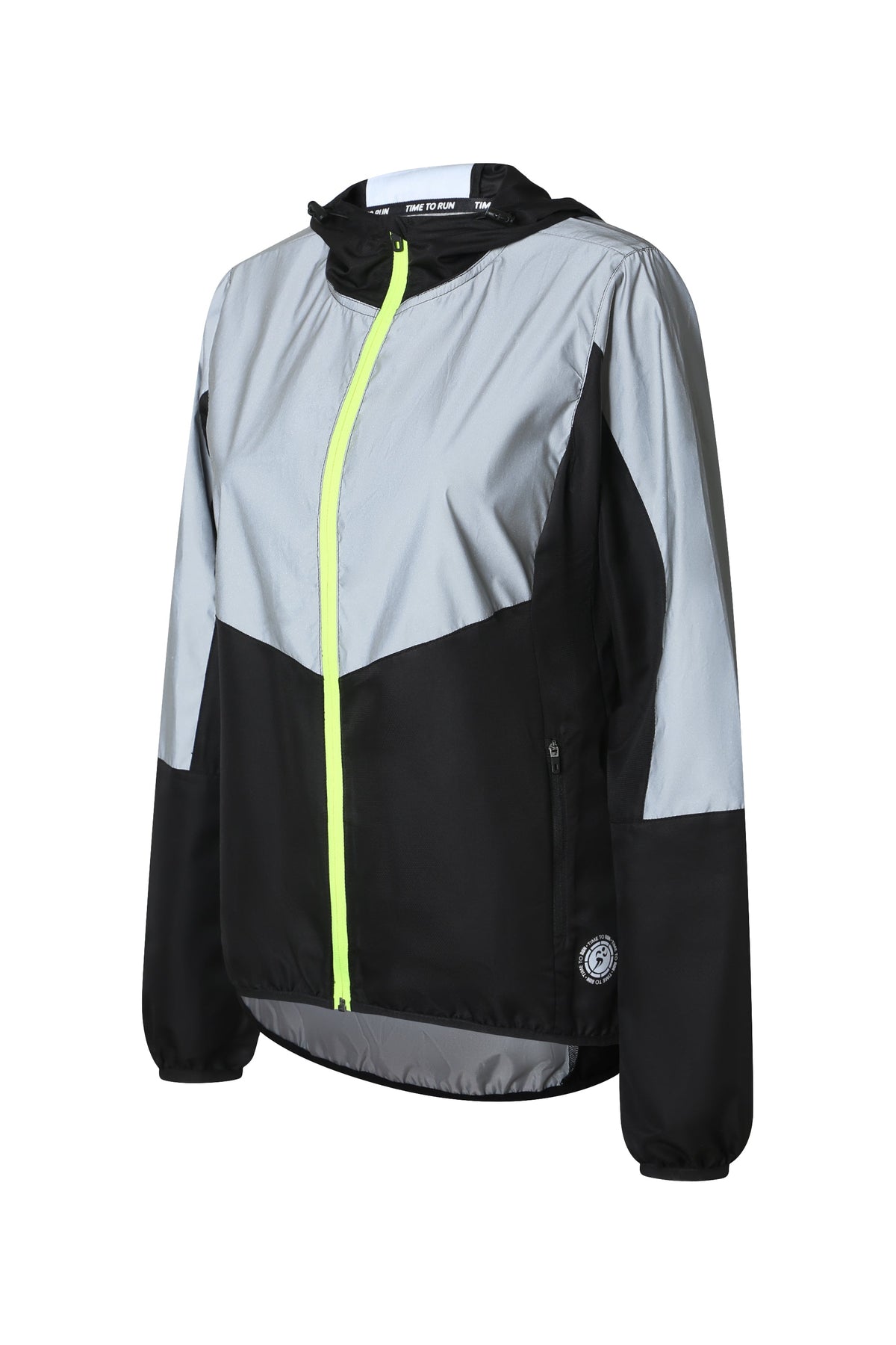Women's Windproof High-Visibility Jacket - Black/Lime