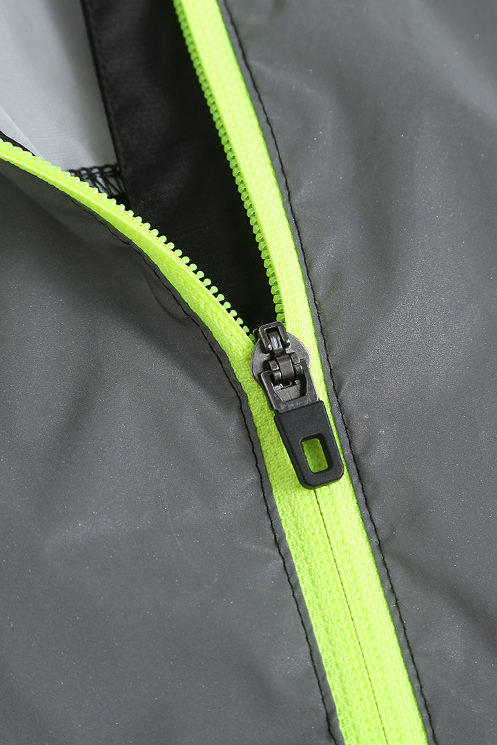 Women's Windproof High-Visibility Jacket - Black/Lime