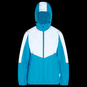 Women's Windproof Reflective Hooded Running Jacket - Light Blue