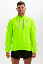 Men's Windproof Reflective Running Jacket – Lime Green