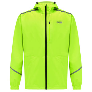 Men's Waterproof Reflective Hooded Running Jacket - Lime