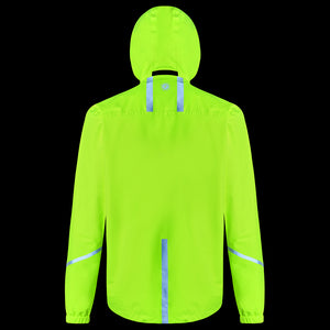 Men's Waterproof Reflective Hooded Running Jacket - Lime