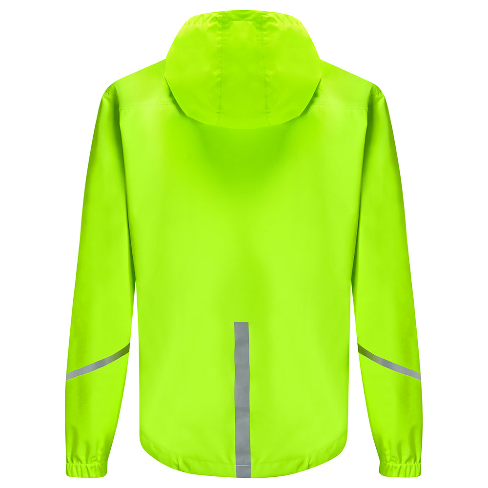Women's Waterproof Reflective Hooded Running Jacket - Lime