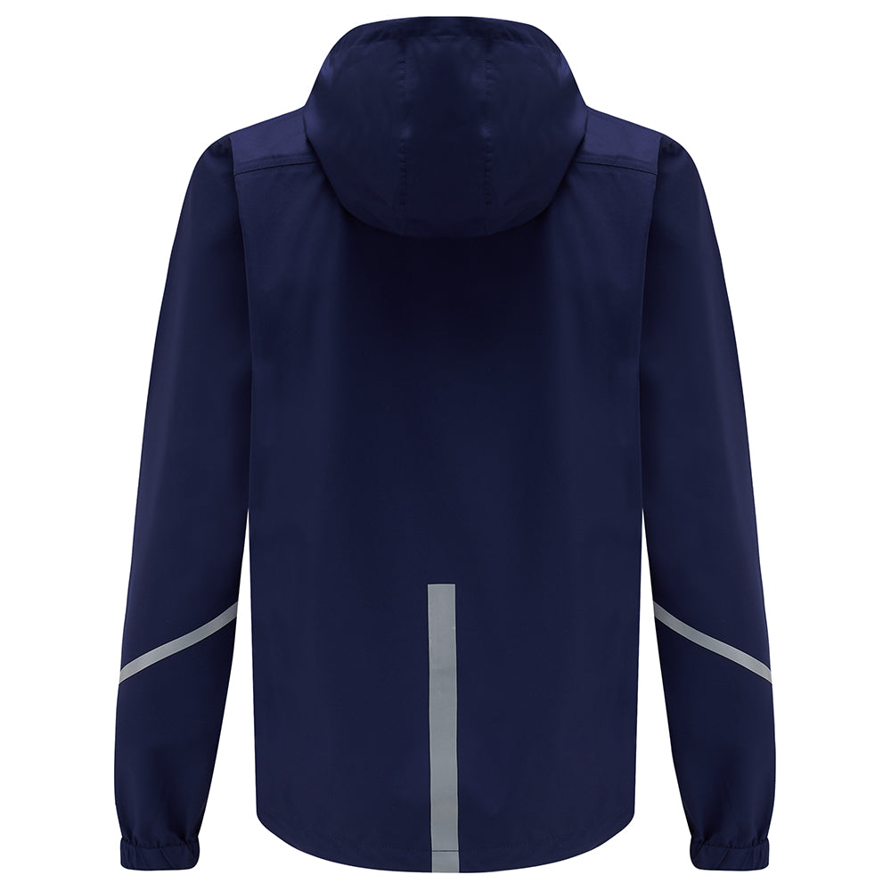 Women's Waterproof Reflective Hooded Running Jacket - Navy Blue