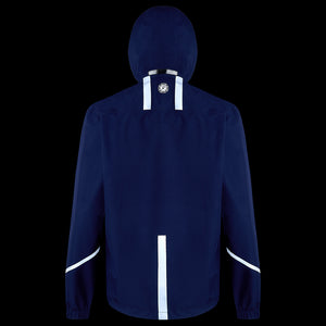 Women's Waterproof Reflective Hooded Running Jacket - Navy Blue