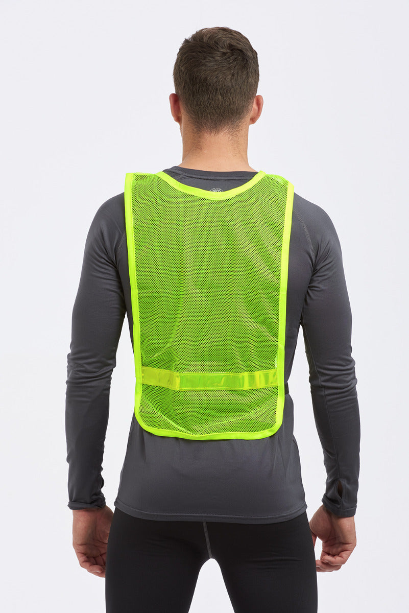High Vis Reflective Running And Cycling Vest Bib Yellow With Three Colour Reflective Tape