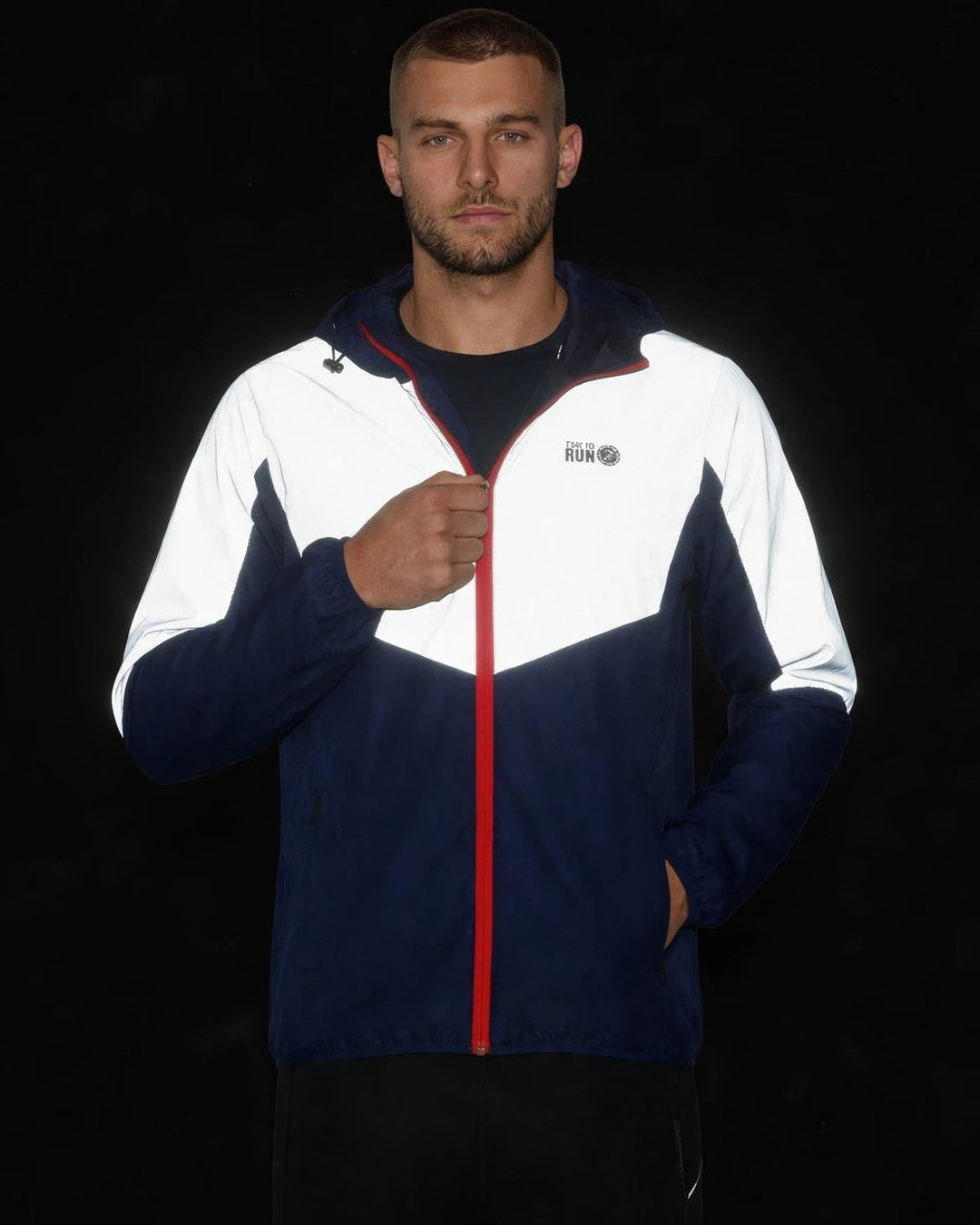 Men's Windproof Reflective Jacket - Navy