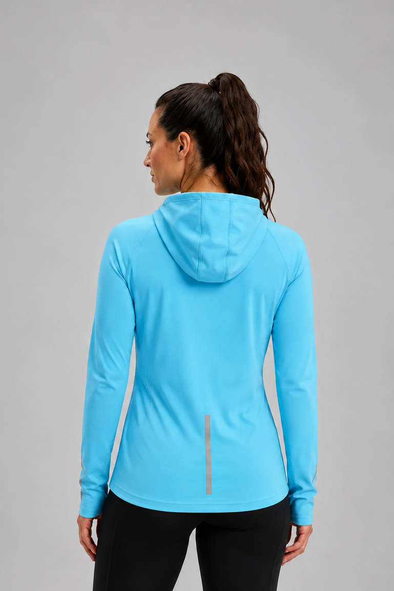 Women's Thermal Running Hoodie - Light Blue