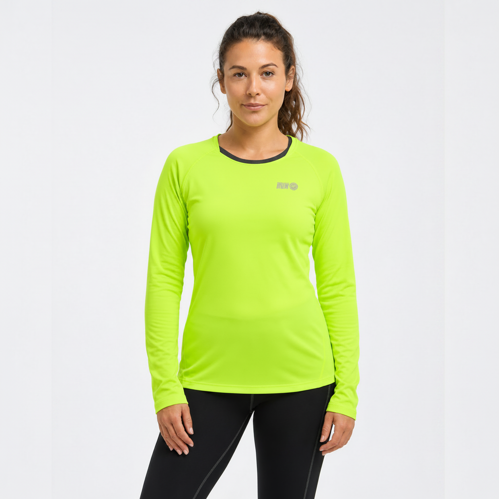 Women's Long Sleeve Running T-Shirt - Lime Green
