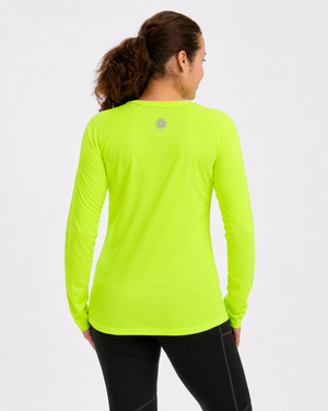 Women's Long Sleeve Running T-Shirt - Lime Green