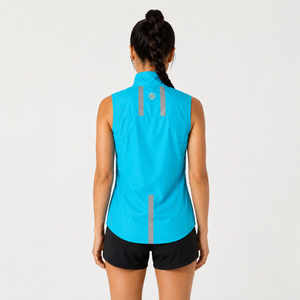 Women's Windproof Reflective Running Gilet - Light Blue