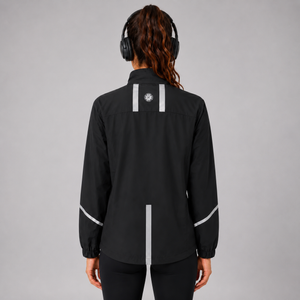 Women's Windproof Reflective Running Jacket - Black