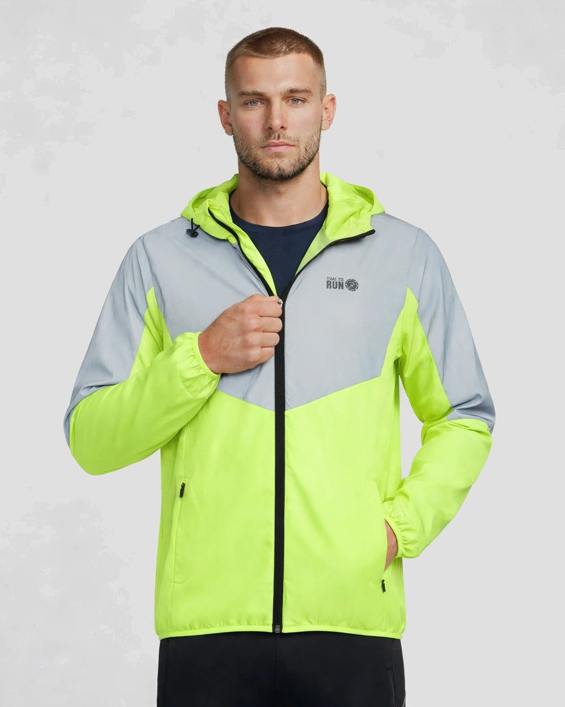 Men's Windproof Reflective Jacket - Lime Green