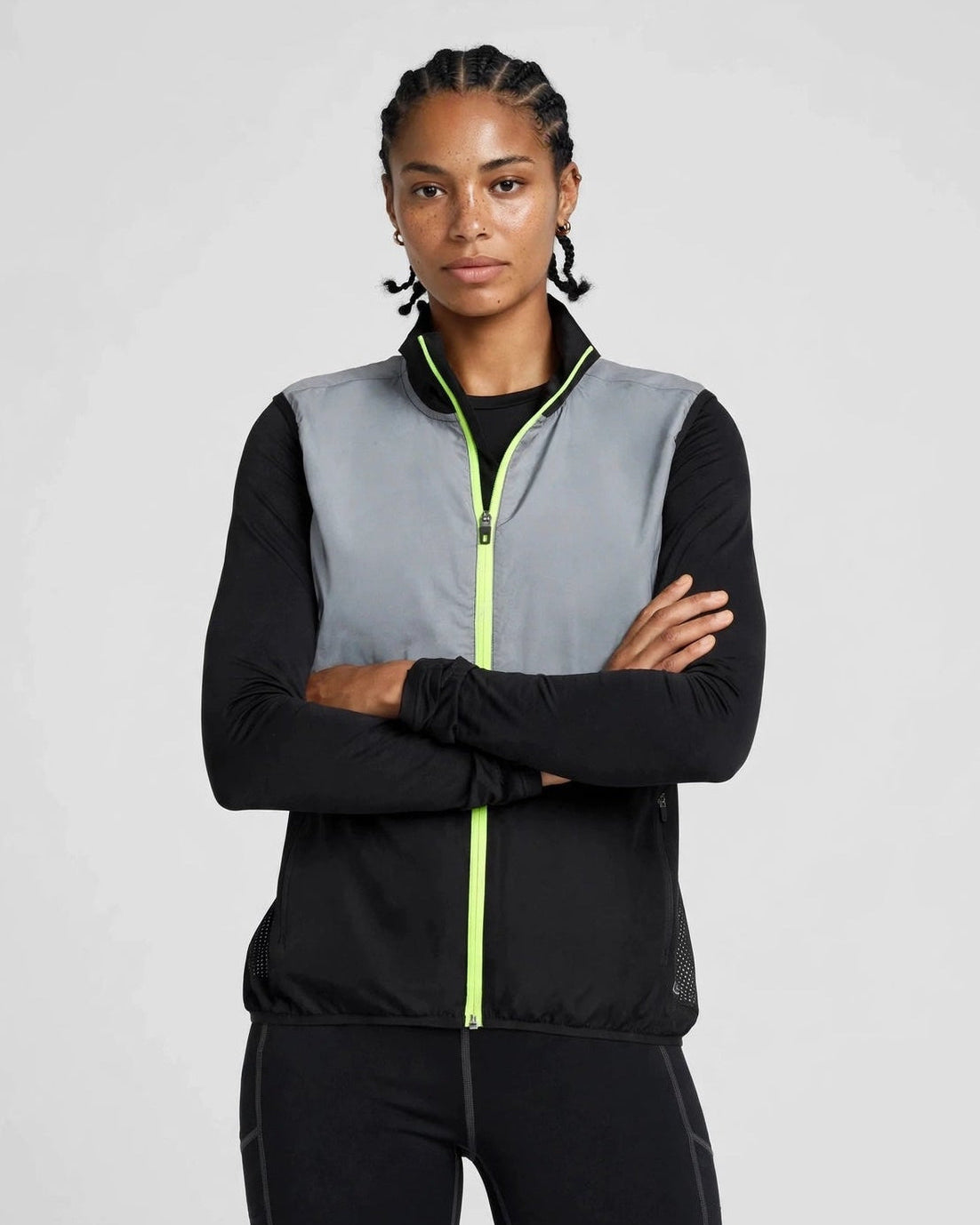 Women's Reflective Windproof Gilet - Black