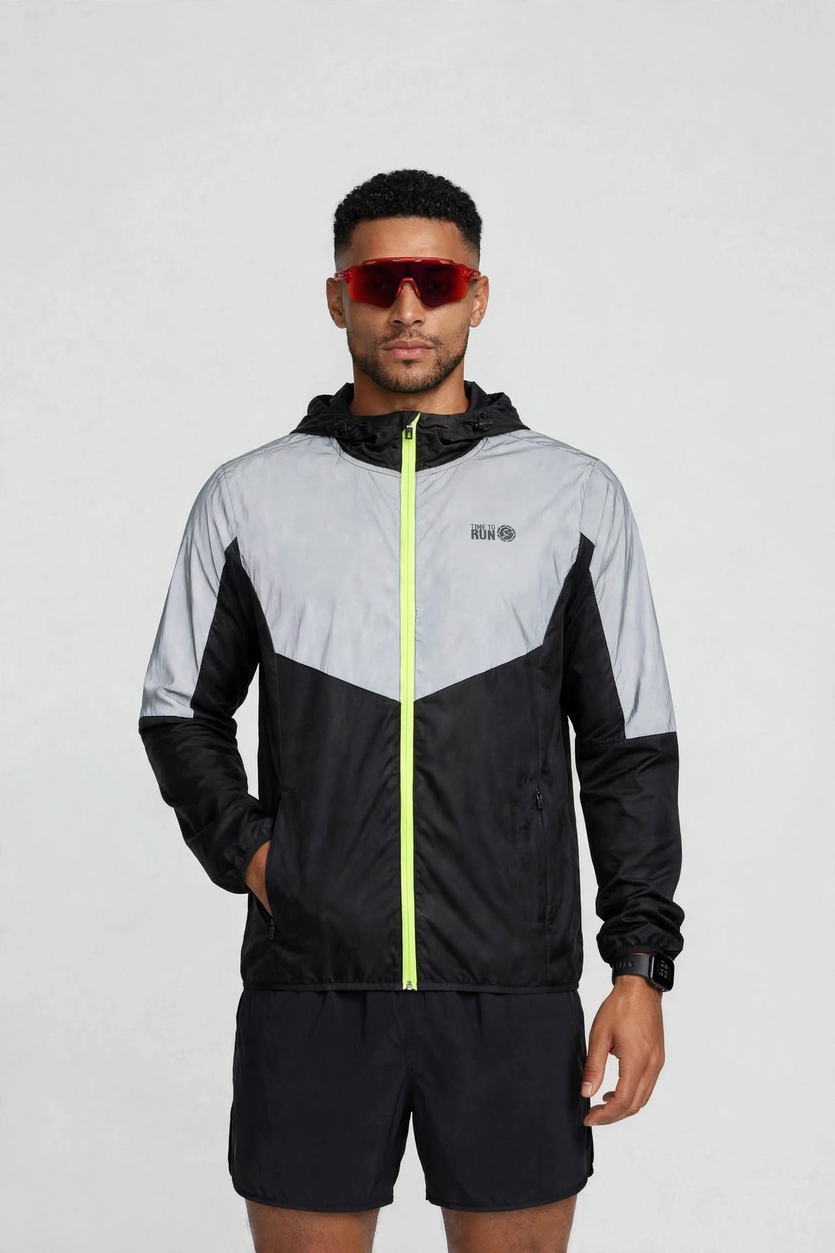 Men's Windproof Reflective Jacket - Black