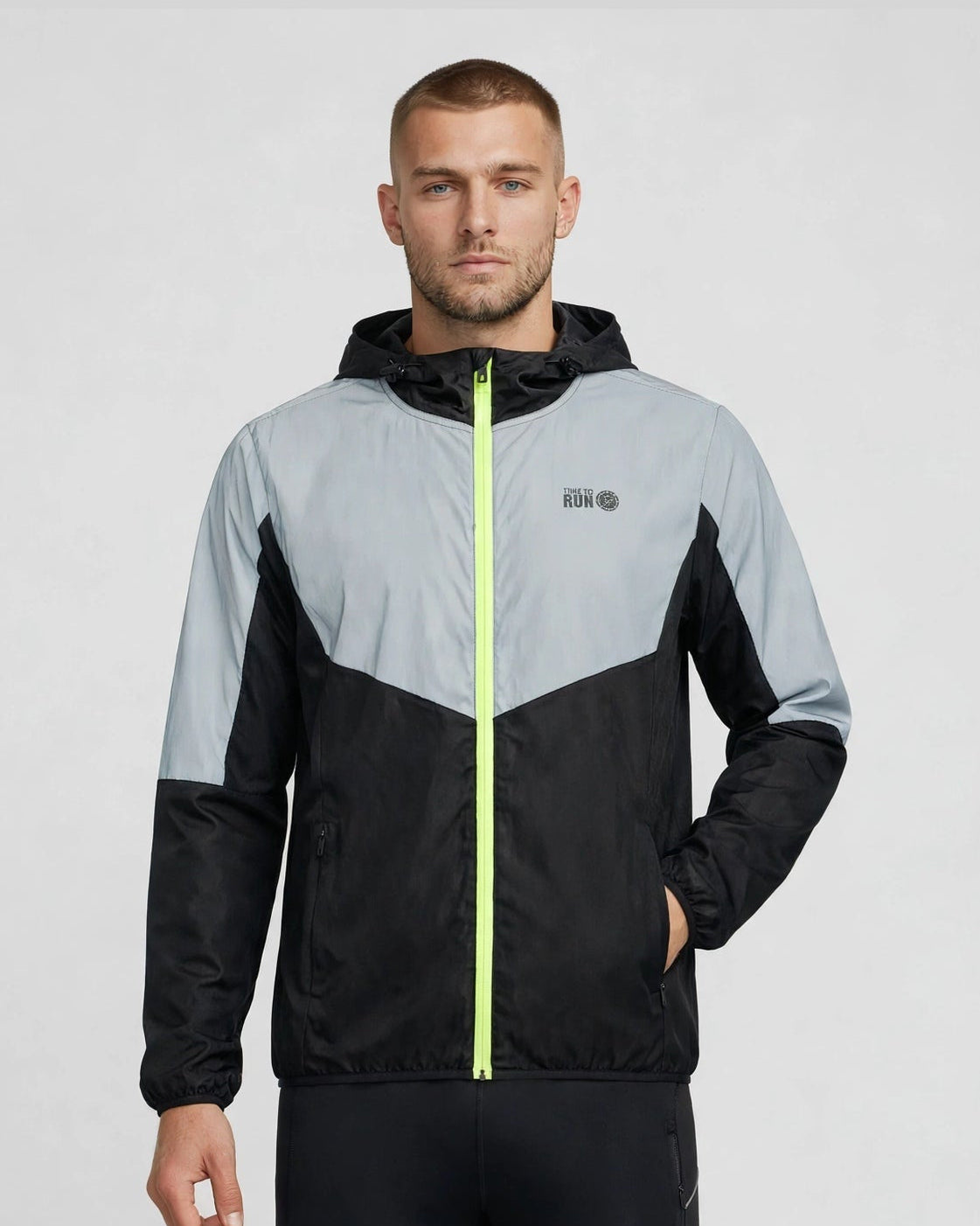 Men's Windproof Reflective Jacket - Black
