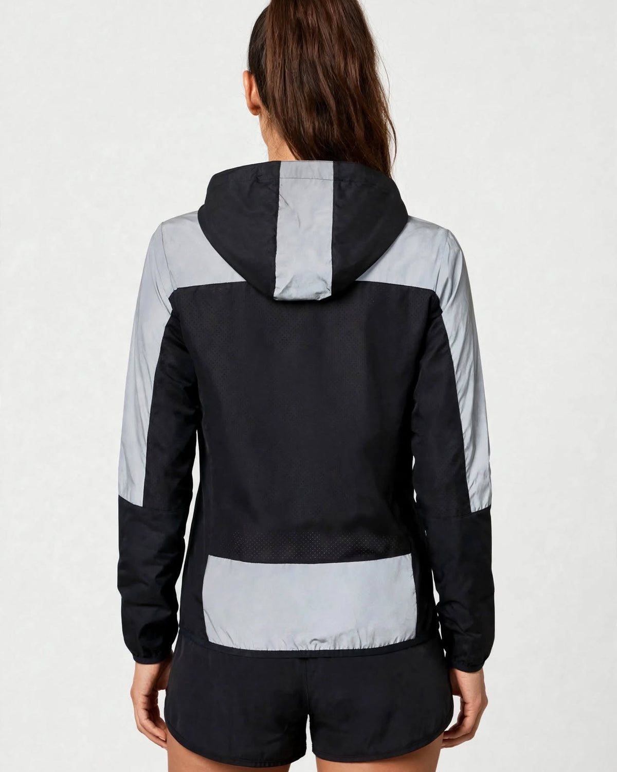 Women's Windproof High-Visibility Jacket - Black/Lime