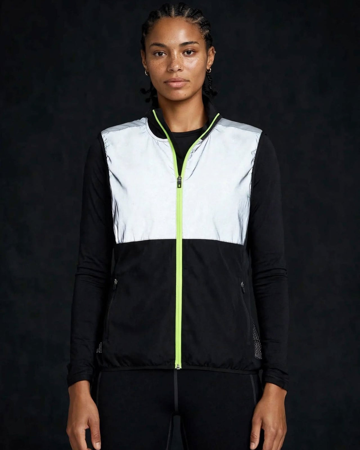 Women's Reflective Windproof Gilet - Black
