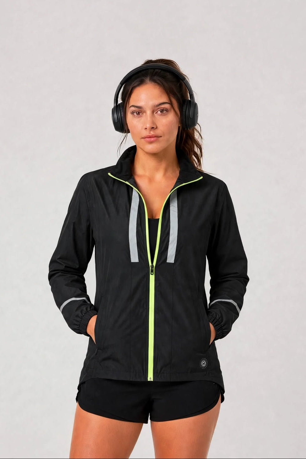 Women's Windproof Jacket - Black/Lime