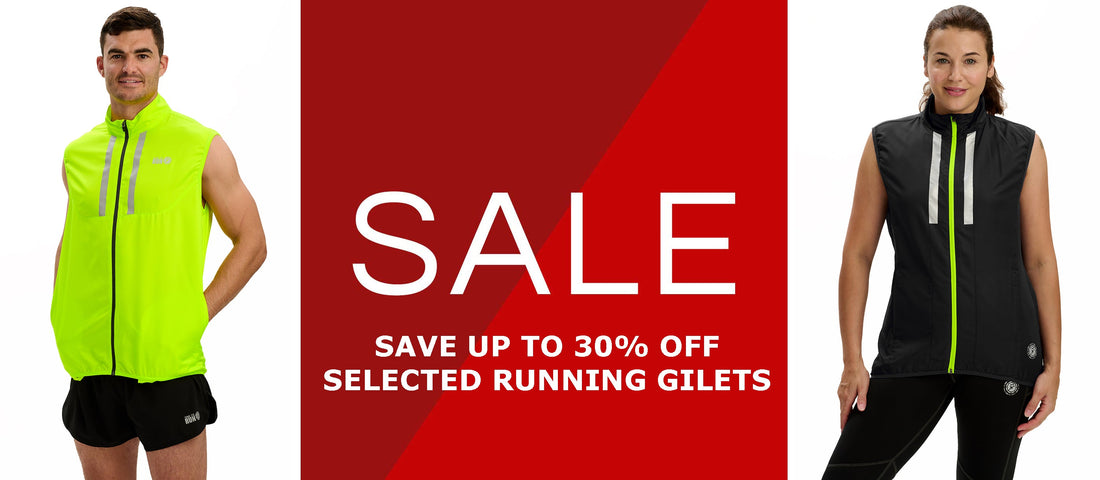 Save up to 30% off men's and women's running gilets. Ideal for autumnal runs.