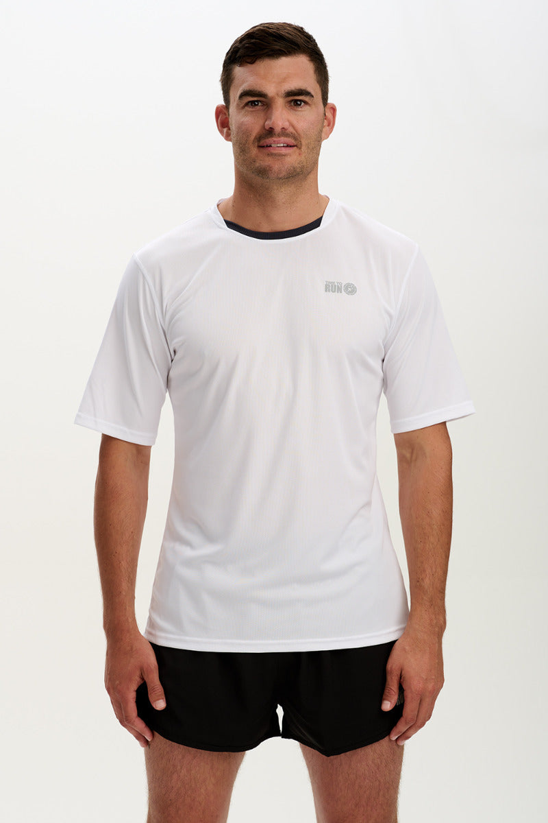 Men's Spirit Short Sleeved Training Running T Shirt-White-Charcoal