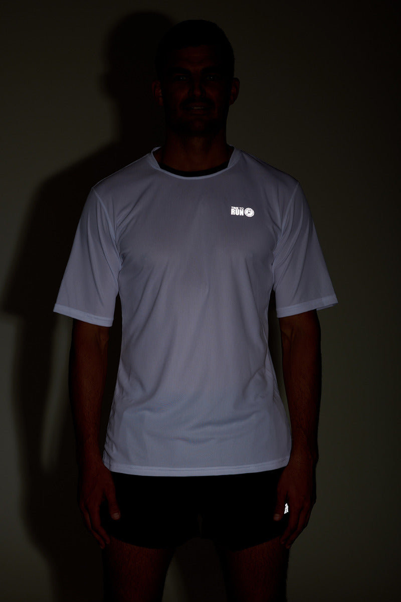 Men's Spirit Short Sleeved Training Running T Shirt-White-Charcoal