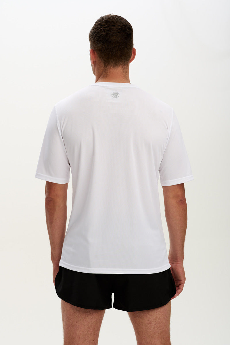 Men's Spirit Short Sleeved Training Running T Shirt-White-Charcoal