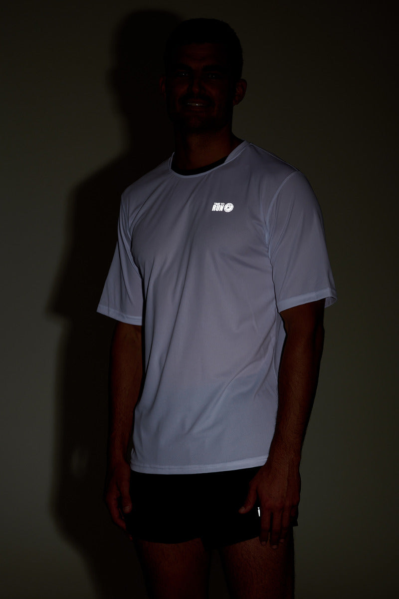 Men's Spirit Short Sleeved Training Running T Shirt-White-Charcoal