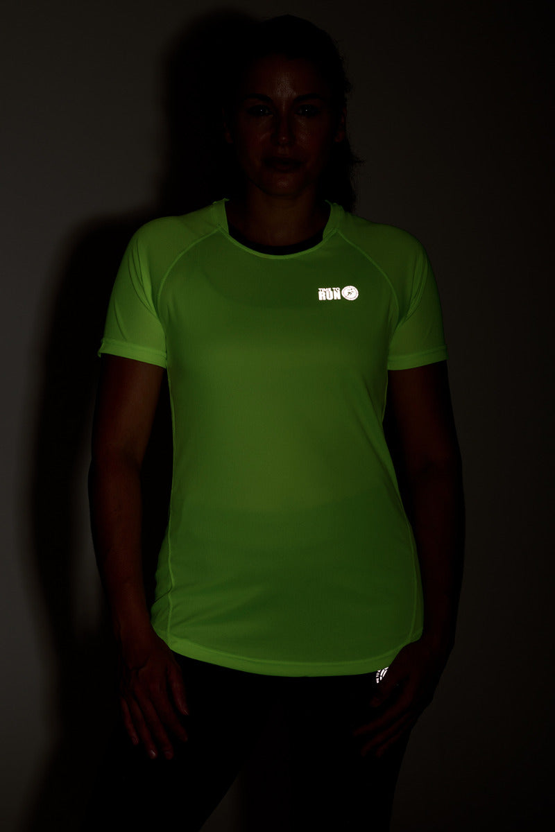 Women's Spirit Short Sleeved Training Running T Shirt-Lime-Charcoal