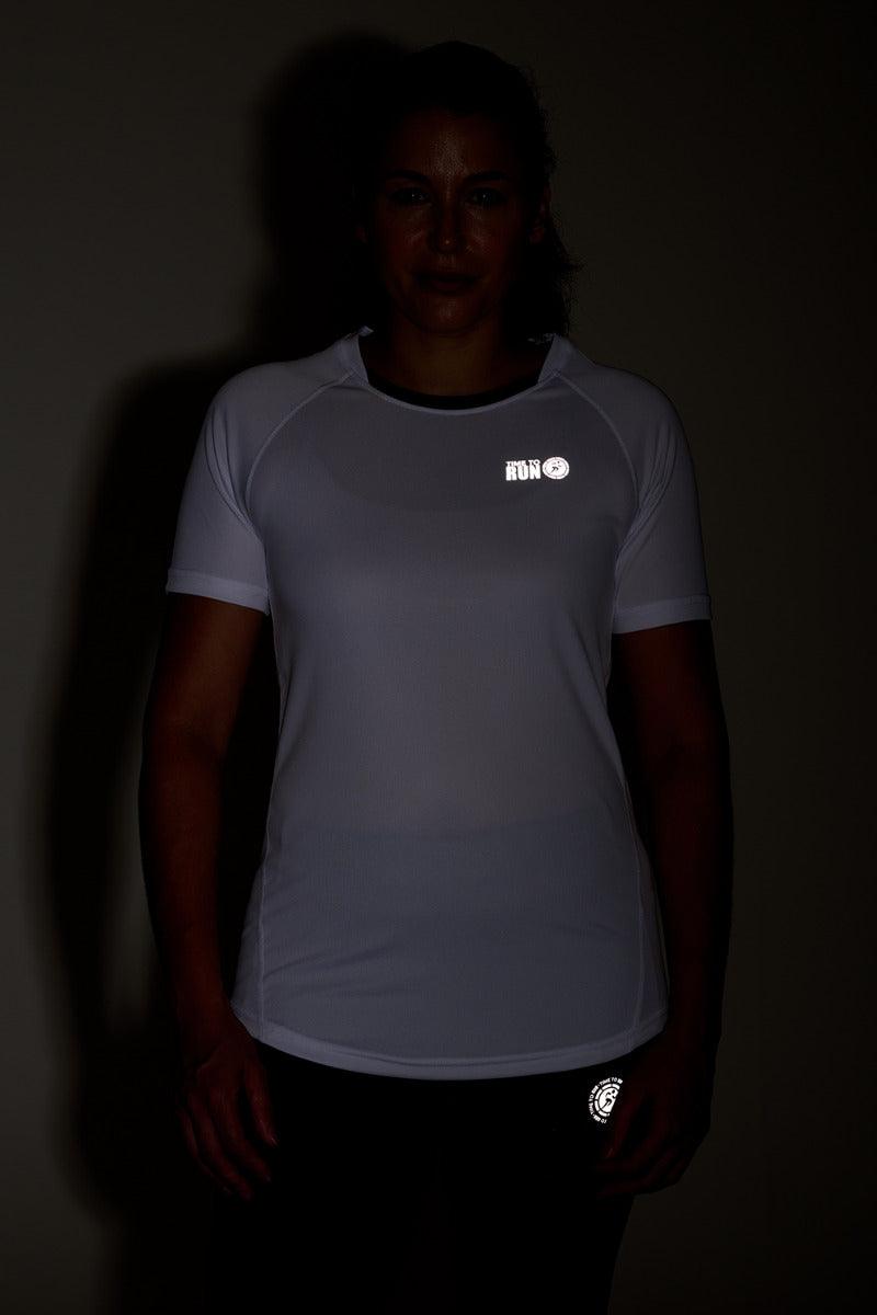 Women's Spirit Short Sleeved Training Running T Shirt-White-Charcoal