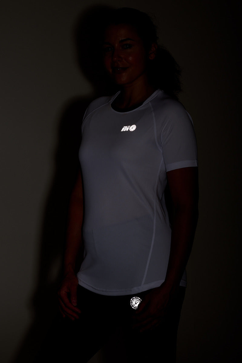 Women's Spirit Short Sleeved Training Running T Shirt-White-Charcoal