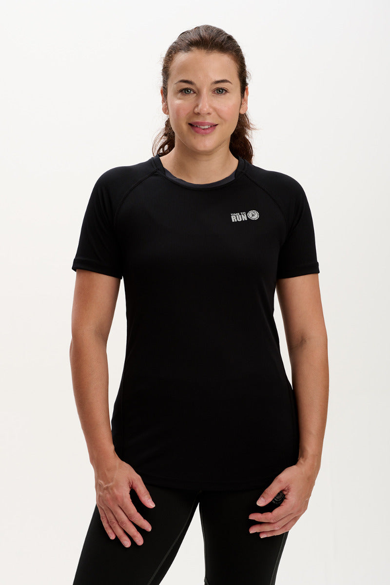 Women's Spirit Short Sleeved Training Running T Shirt-Black-Charcoal