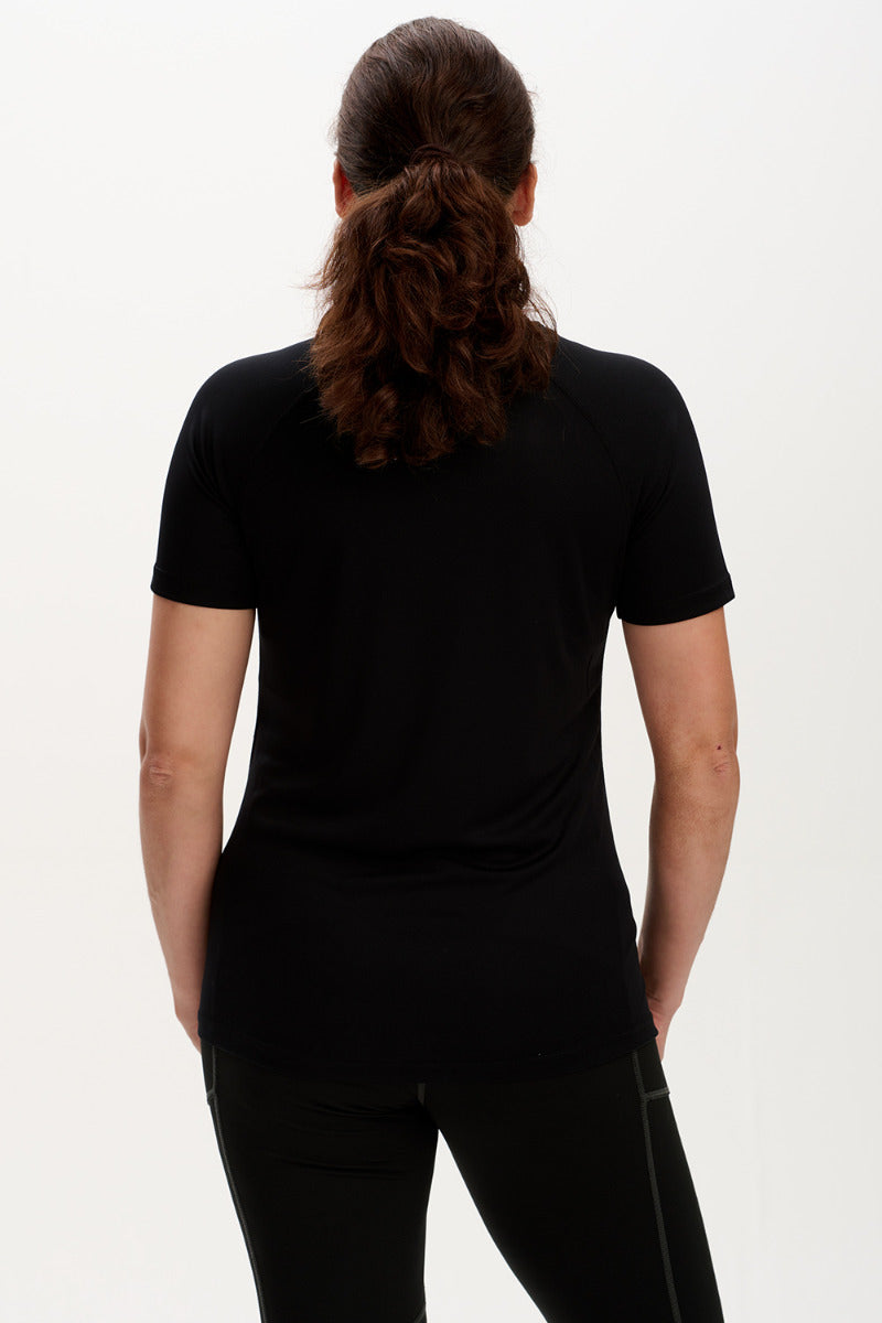 Women's Spirit Short Sleeved Training Running T Shirt-Black-Charcoal