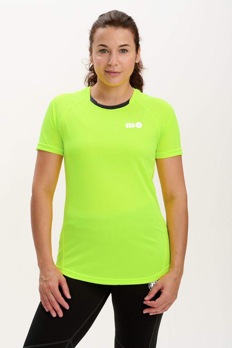 Women's Spirit Short Sleeved Training Running T Shirt-Lime-Charcoal