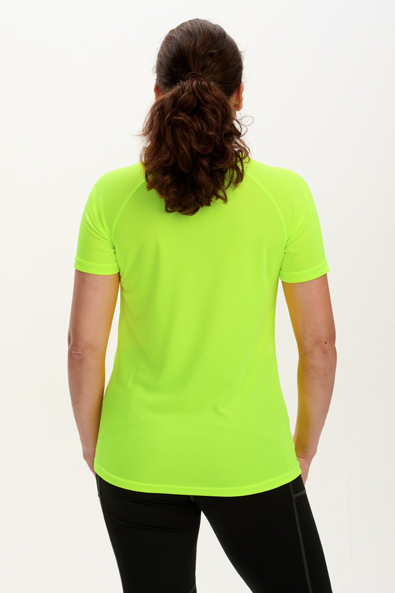 Women's Spirit Short Sleeved Training Running T Shirt-Lime-Charcoal