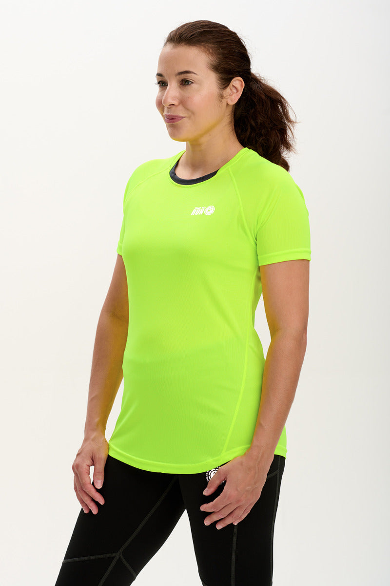 Women's Spirit Short Sleeved Training Running T Shirt-Lime-Charcoal