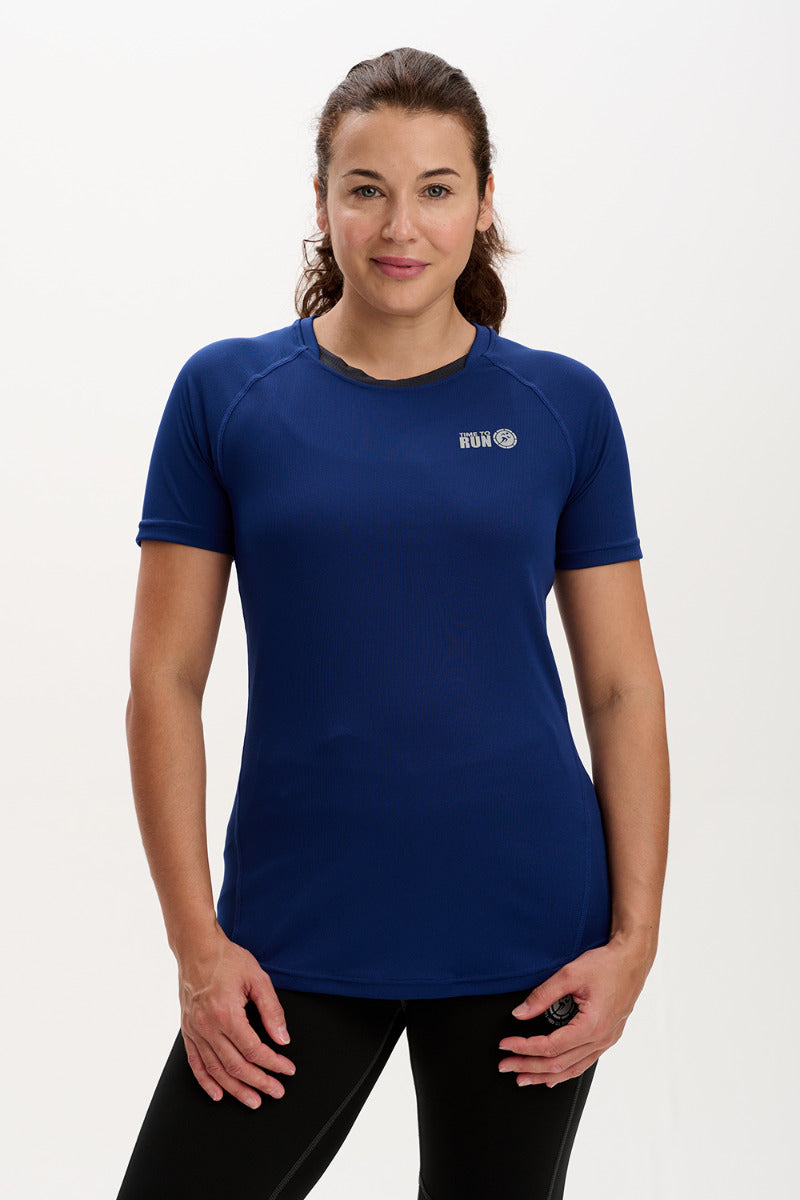 Women's Spirit Short Sleeved Training Running T Shirt-MIdnight-Charcoal