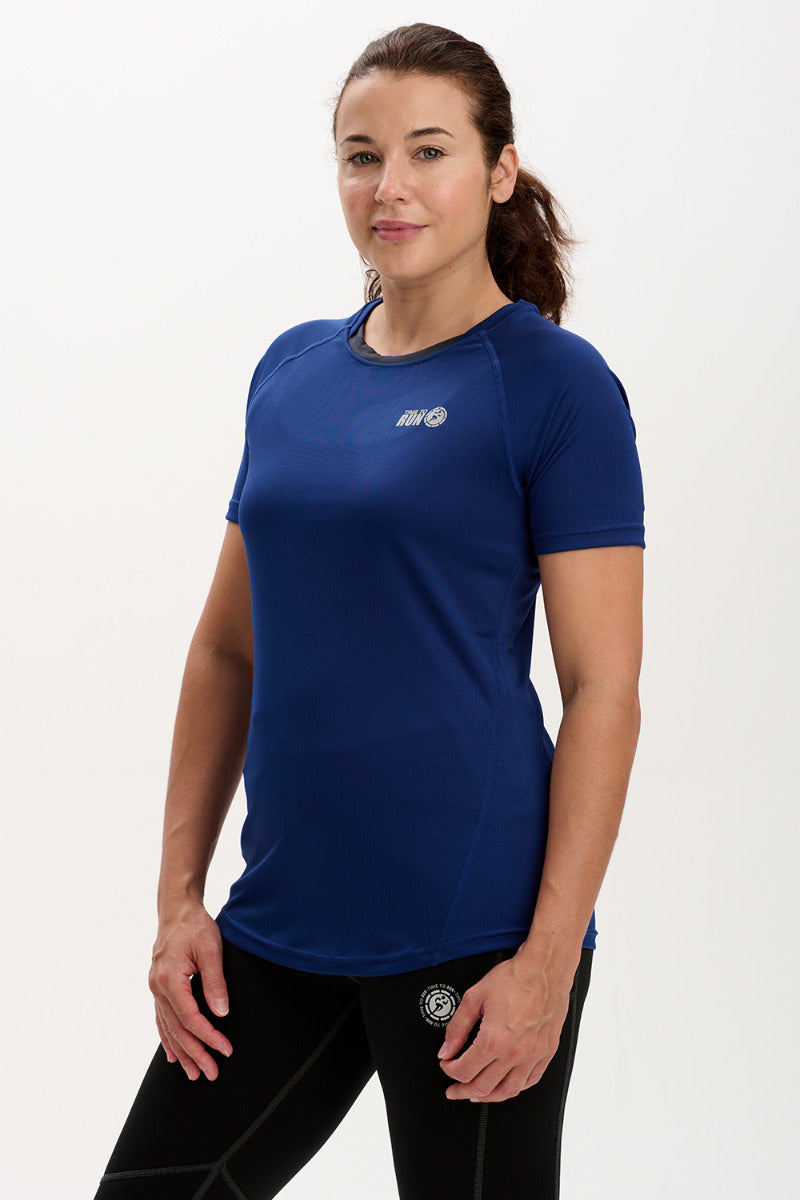 Women's Spirit Short Sleeved Training Running T Shirt-MIdnight-Charcoal