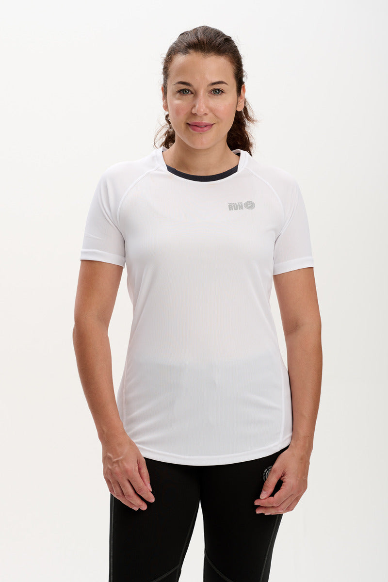Women's Spirit Short Sleeved Training Running T Shirt-White-Charcoal