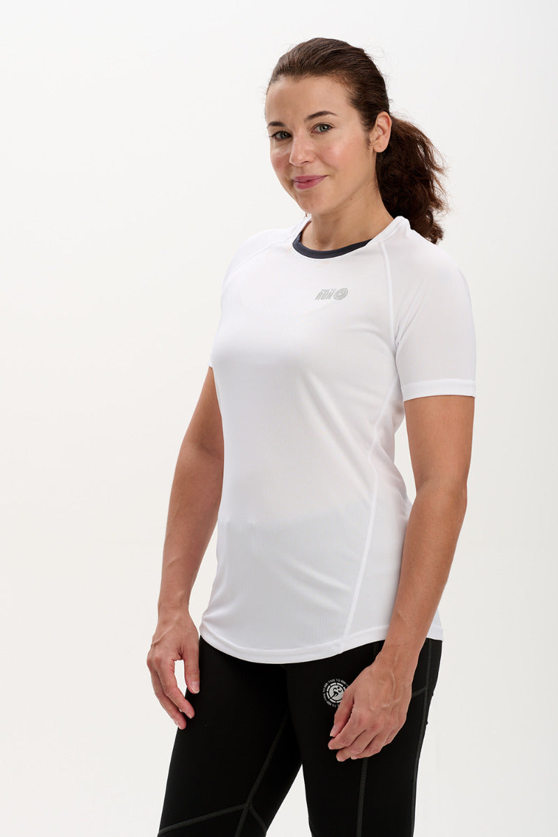Women's Spirit Short Sleeved Training Running T Shirt-White-Charcoal