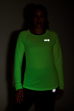 Women's Long Sleeve Running T-Shirt - Lime Green