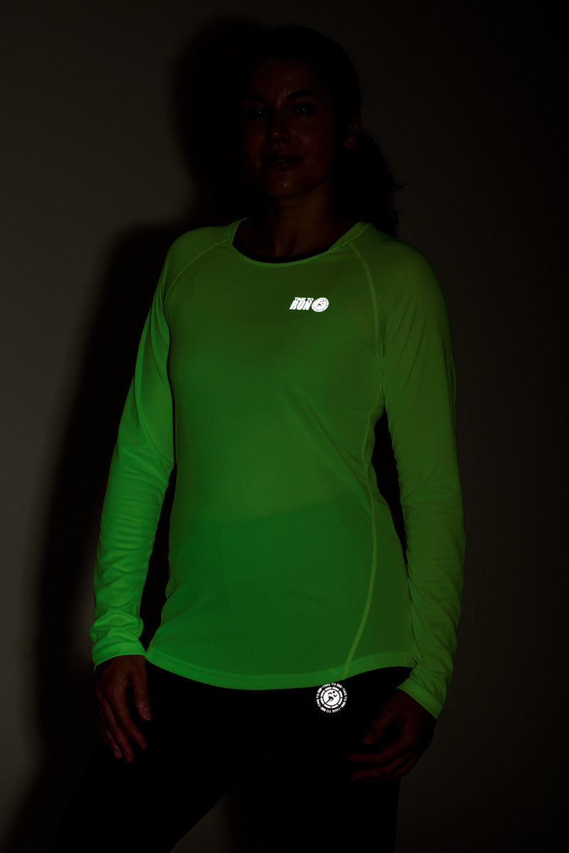 Women's Spirit Long Sleeved Training Running T Shirt-Lime-Charcoal