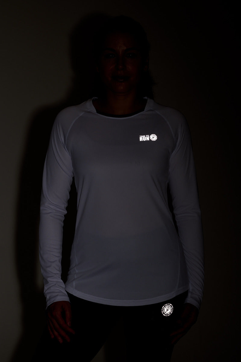 Women's Spirit Long Sleeved Training Running T Shirt-White-Charcoal