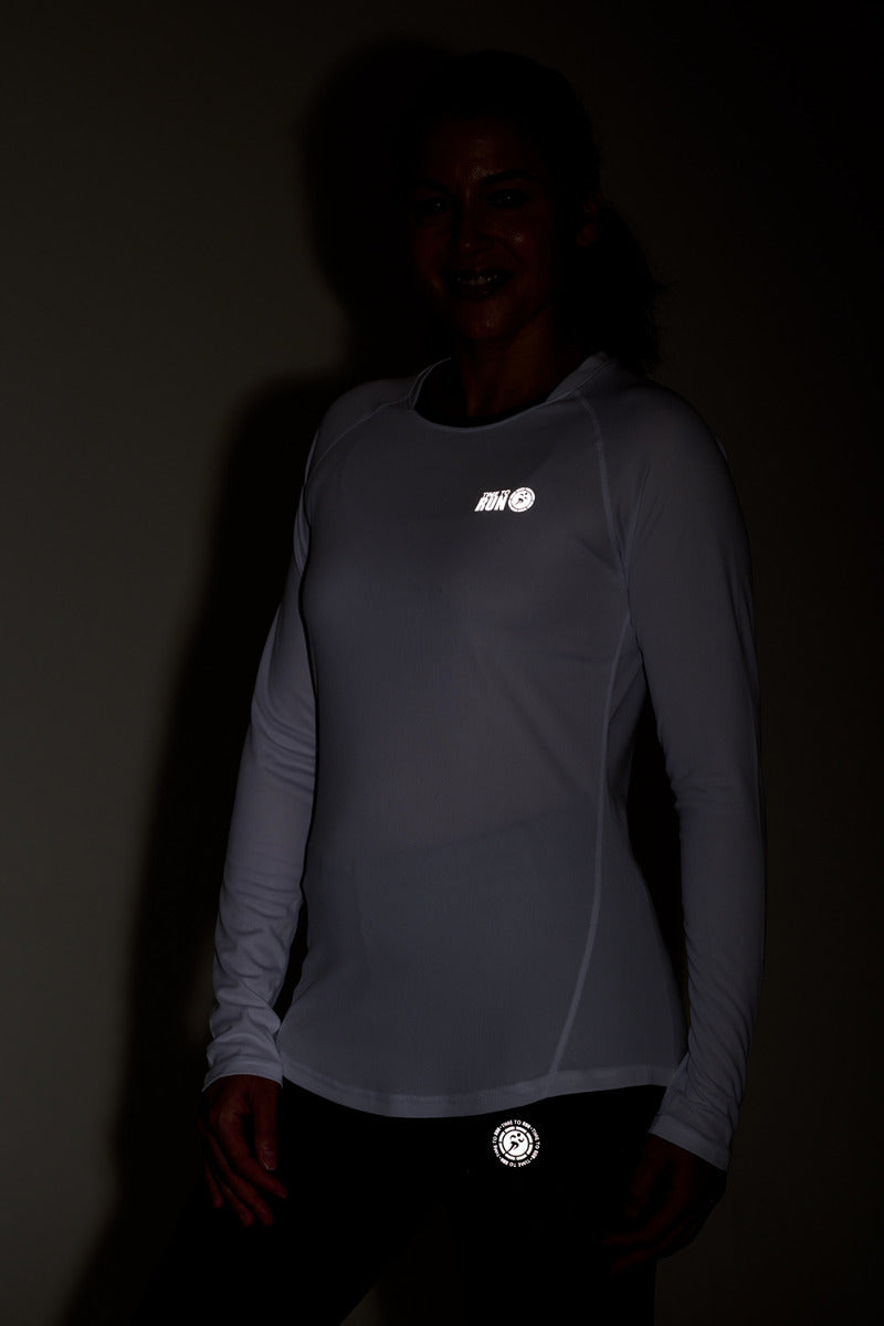 Women's Spirit Long Sleeved Training Running T Shirt-White-Charcoal