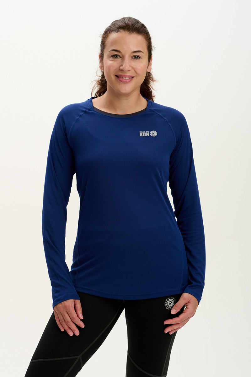 Women's Spirit Long Sleeved Training Running T Shirt-Midnight-Charcoal