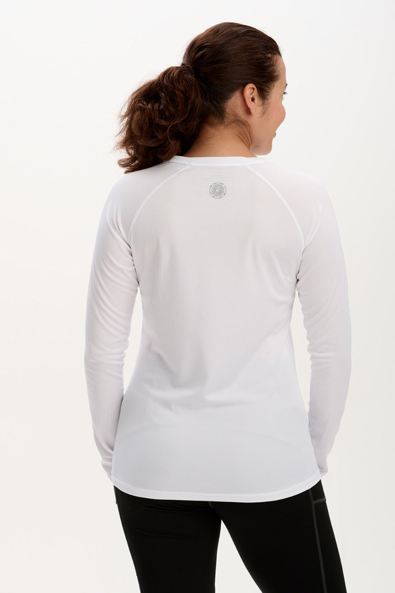 Women's Spirit Long Sleeved Training Running T Shirt-White-Charcoal