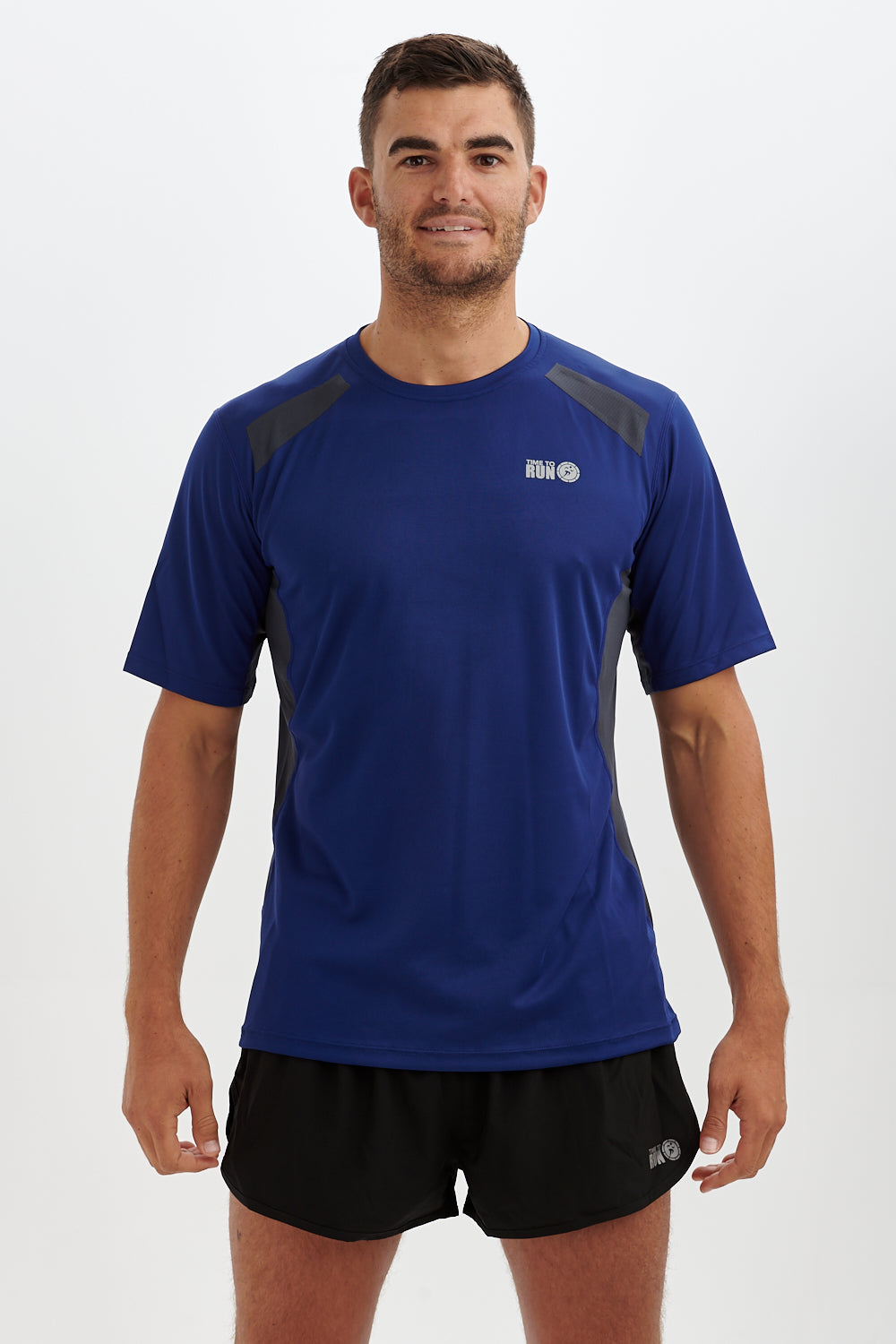 Men's Pace Spirit Short Sleeved Running T Shirt-Midnight-Charcoal